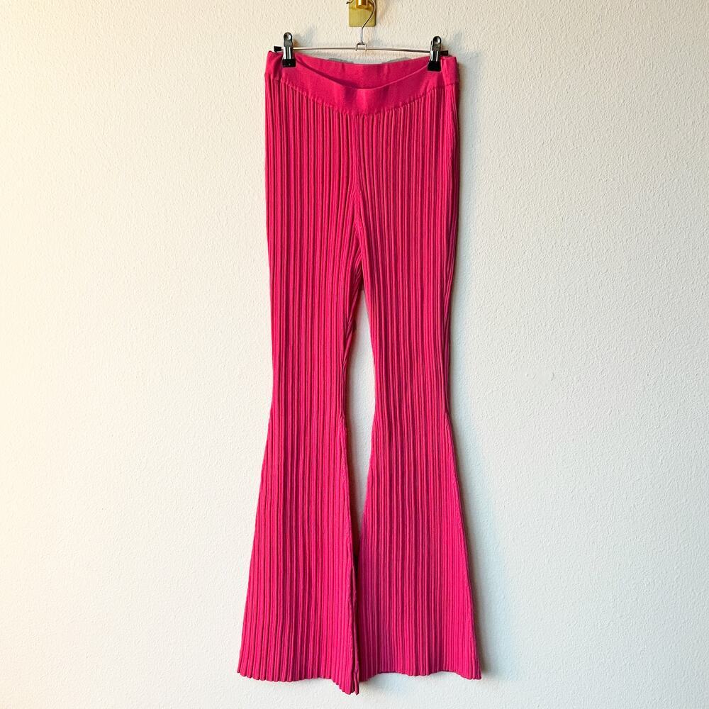 Adam Lippes Pink High Waisted Ribbed Pants Size M - Picture 2 of 5